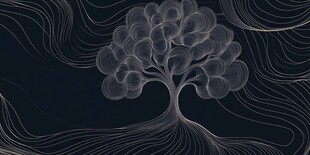 梦幻线条树抽象艺术画面