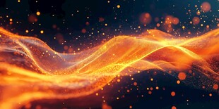 梦幻流动的橙光粒子背景