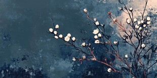 水墨风枝头花朵意境图