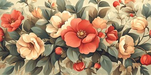 复古花卉图案 多彩花团锦簇