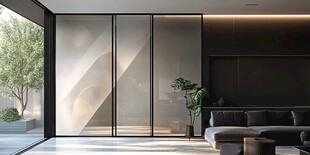 现代简约风客厅玻璃隔断设计