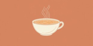 热气腾腾的咖啡杯插画