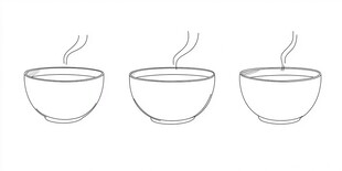三碗热气腾腾的汤碗