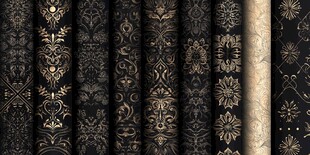 黑金奢华花纹布料图案