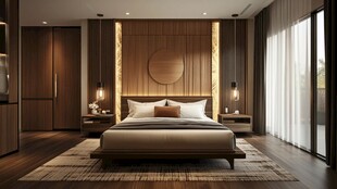 现代中式风格温馨卧室空间