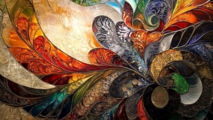 梦幻绚丽抽象花卉图案