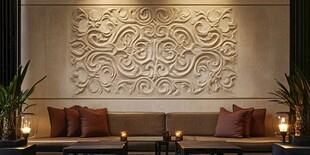 奢华客厅中式浮雕墙装饰