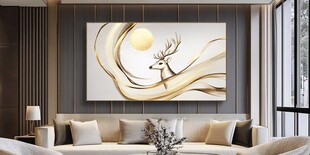 客厅中式风抽象鹿装饰画
