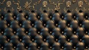 奢华黑金皮革与花纹背景