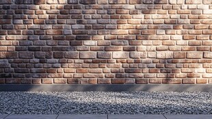 阳光照耀下的砖墙与地面