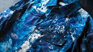 蓝调泼墨风个性牛仔衬衫