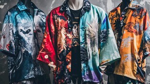 潮流个性印花短袖衬衫展示