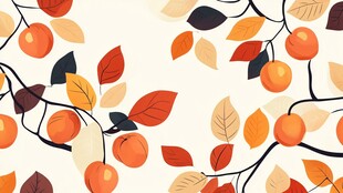 秋日枝头果实与彩叶图景