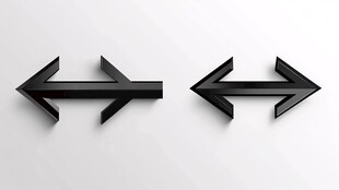 双向箭头立体图标展示