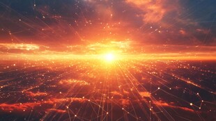 日出时分的绚烂网络空间景观