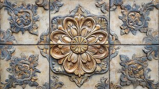复古精美浮雕瓷砖装饰图案