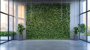 室内绿意盎然的垂直绿植墙
