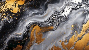 黑金流体艺术抽象纹理画面