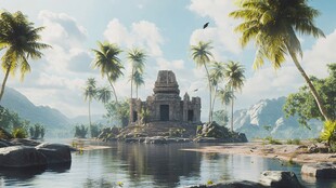 热带岛屿上的古老神秘庙宇