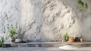 简约白墙绿植装饰小景