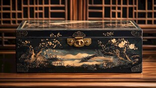 古典花鸟纹精致漆木盒