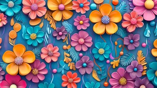 多彩立体花卉图案背景