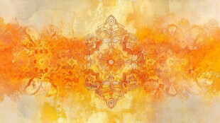 梦幻橙黄花卉抽象艺术图