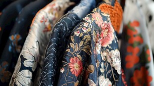 多彩印花衣物特写