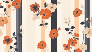 条纹背景上的花卉图案