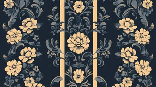 复古花卉条纹图案壁纸