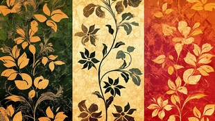 三色花卉图案纹理背景