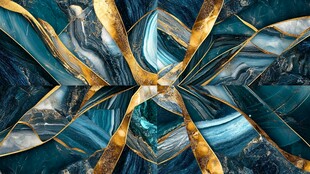 蓝金交织的几何抽象纹理