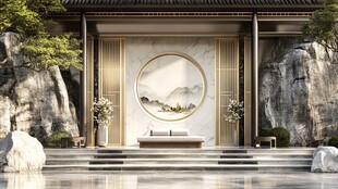 中式庭院典雅入户景观