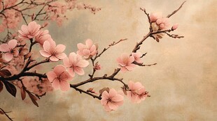 粉色桃花枝 淡雅春日景