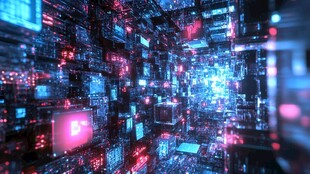 未来科技感的数码矩阵世界