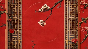 中式红墙梅花雅致景致