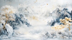 水墨山水间的诗意自然景