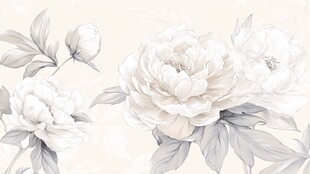 淡雅白牡丹花卉背景图