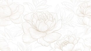简约白描花卉图案背景
