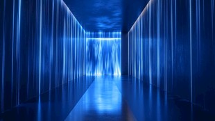 梦幻蓝色光影艺术通道