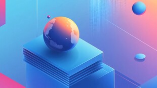 立体星球几何创意插画