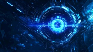 未来科技感蓝色光效圆形界面