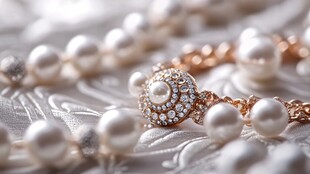 璀璨珍珠钻石手链特写