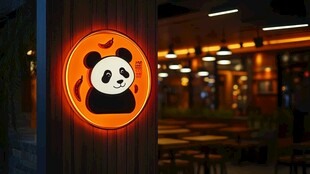 熊猫主题发光招牌