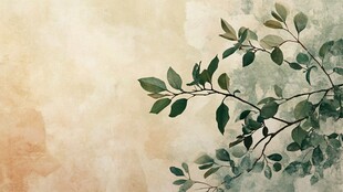 清新枝叶水彩风背景图