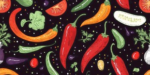 多彩蔬菜无缝图案背景