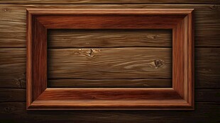 木质相框置于木纹背景上