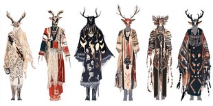 鹿首人身奇幻服饰设计展示