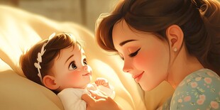 母亲与婴儿的温馨时刻