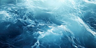 汹涌蓝色海洋波浪景观